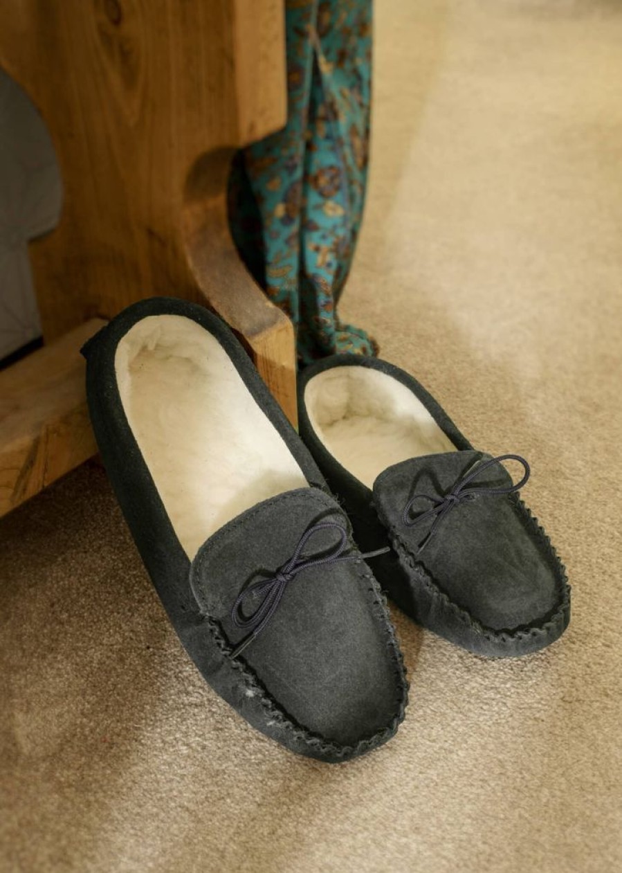 Lambland British Made Footwear | Men'S Suede Moccasin Slippers With Soft Suede Sole