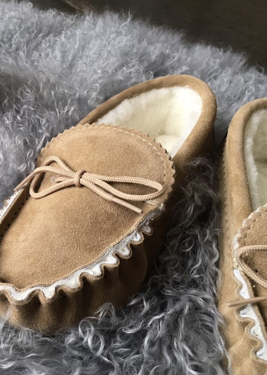 Lambland Ladies British Made Footwear | Ladies Sheepskin Lined Suede Sole Moccasins