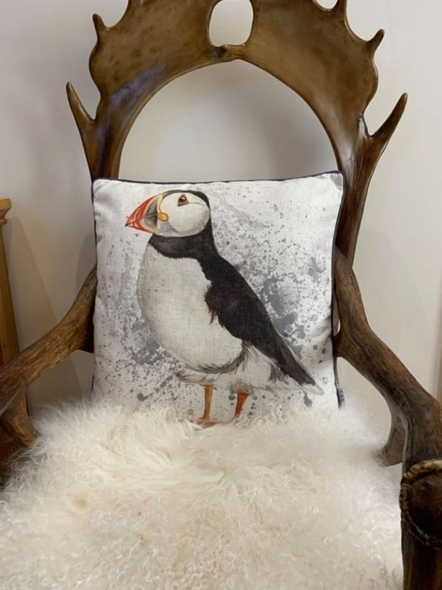 Langs Cushions & Soft Furnishings | Puffin Splatter Cushion