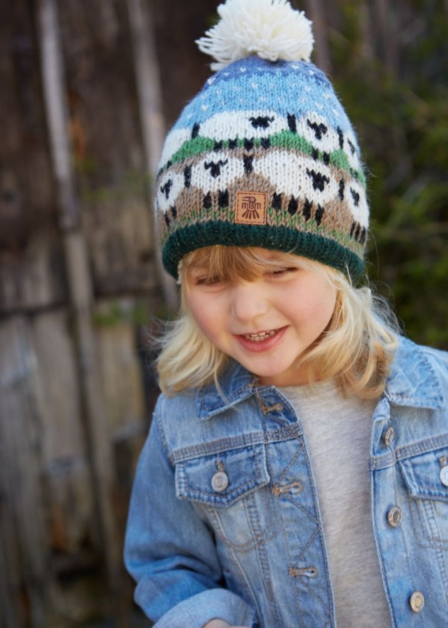 Pachamama Hats, Gloves & Mittens | Hand Knitted Kids' Snowy Sheep Bobble Hat