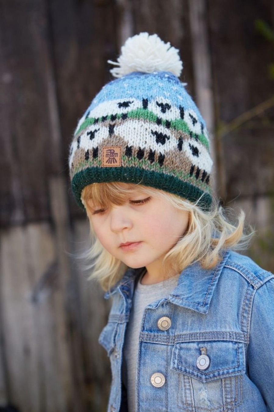 Pachamama Hats, Gloves & Mittens | Hand Knitted Kids' Snowy Sheep Bobble Hat