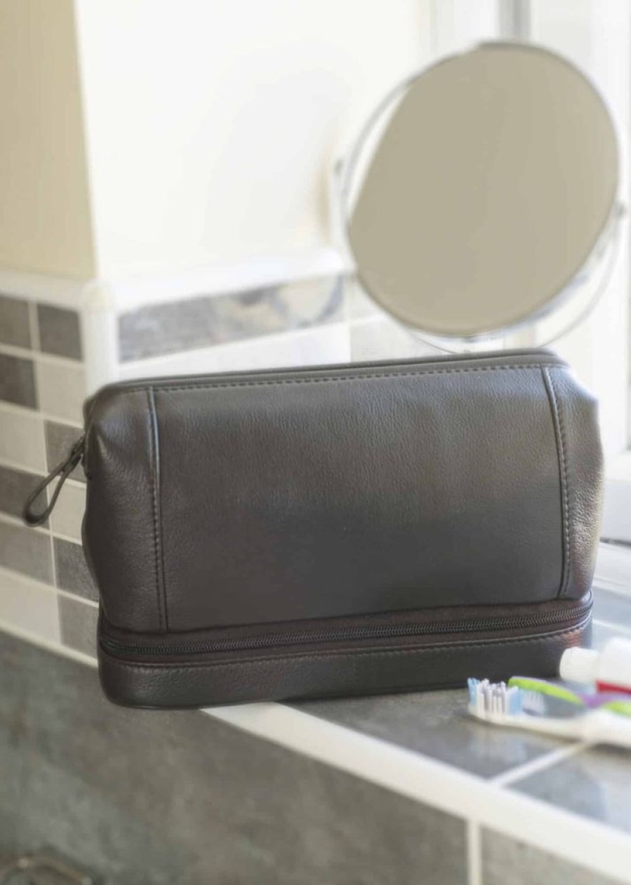 Prime Hide Toiletry Bags | Real Premium Leather Multi Zipped Toiletry Bag