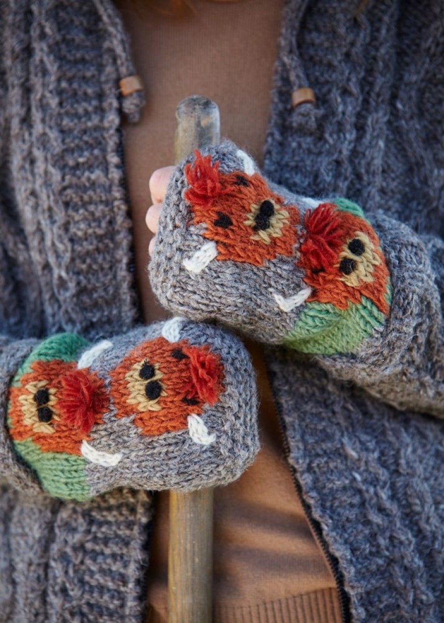 Pachamama Gloves & Mittens | Hand Knitted Highland Cow Handwarmers