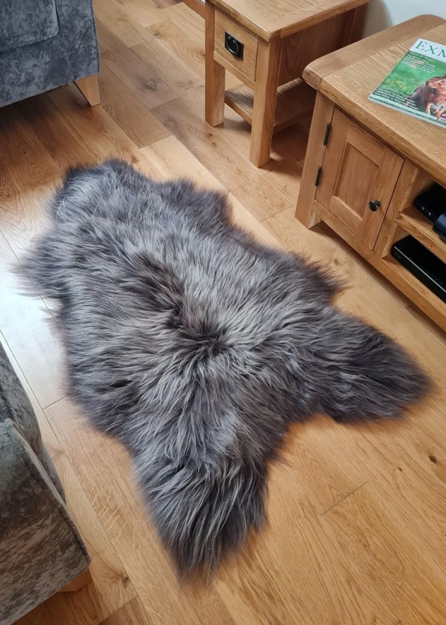 Lambland Eco Tanned Sheepskins | Eco Tanned Long Wool Dark Grey Icelandic Sheepskin