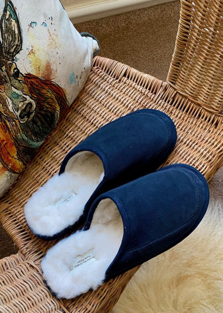 Lambland Men'S Sheepskin Slippers | Men'S Suede & Wool Slippers With Eva Sole