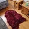 Lambland Eco Tanned Sheepskins | Eco Tanned Long Wool Burgundy Icelandic Sheepskin