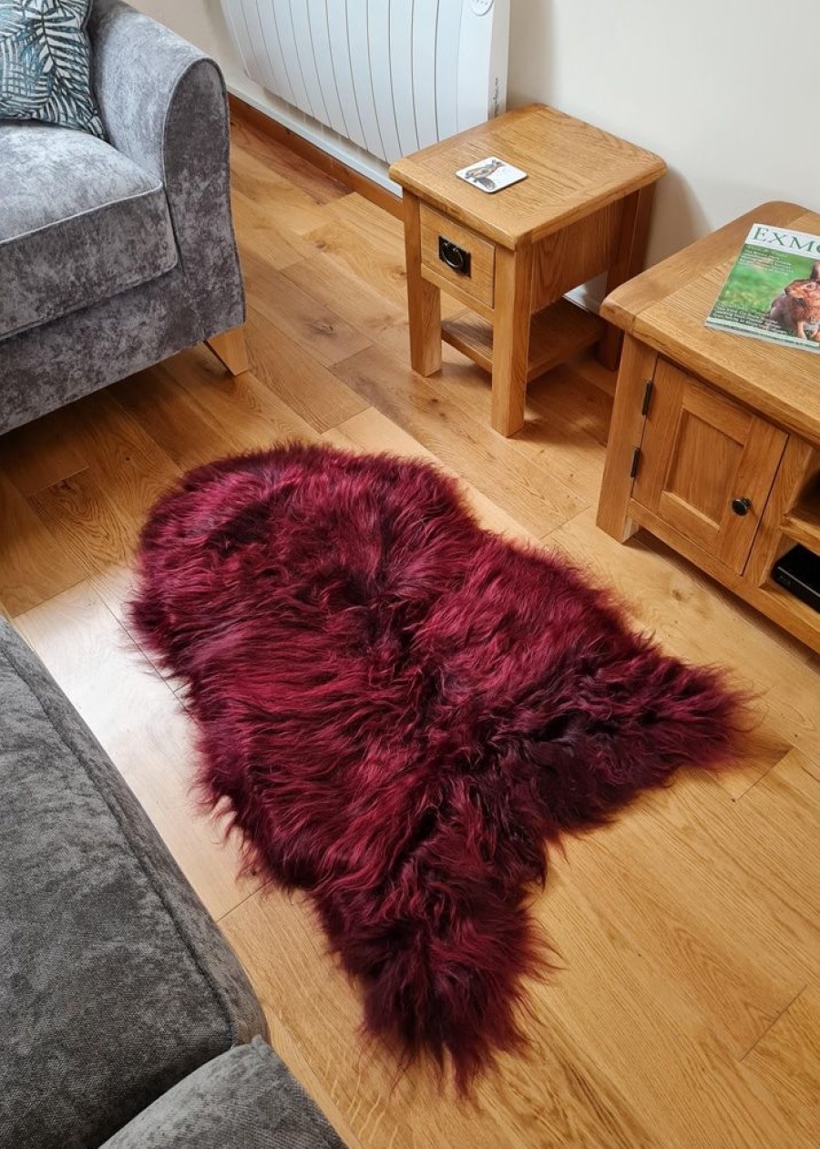 Lambland Eco Tanned Sheepskins | Eco Tanned Long Wool Burgundy Icelandic Sheepskin