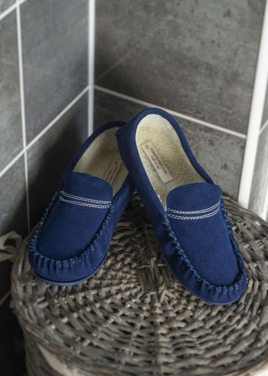 Lambland Ladies Moccasin Slippers | Ladies Fleece Lined Suede Loafer Slippers