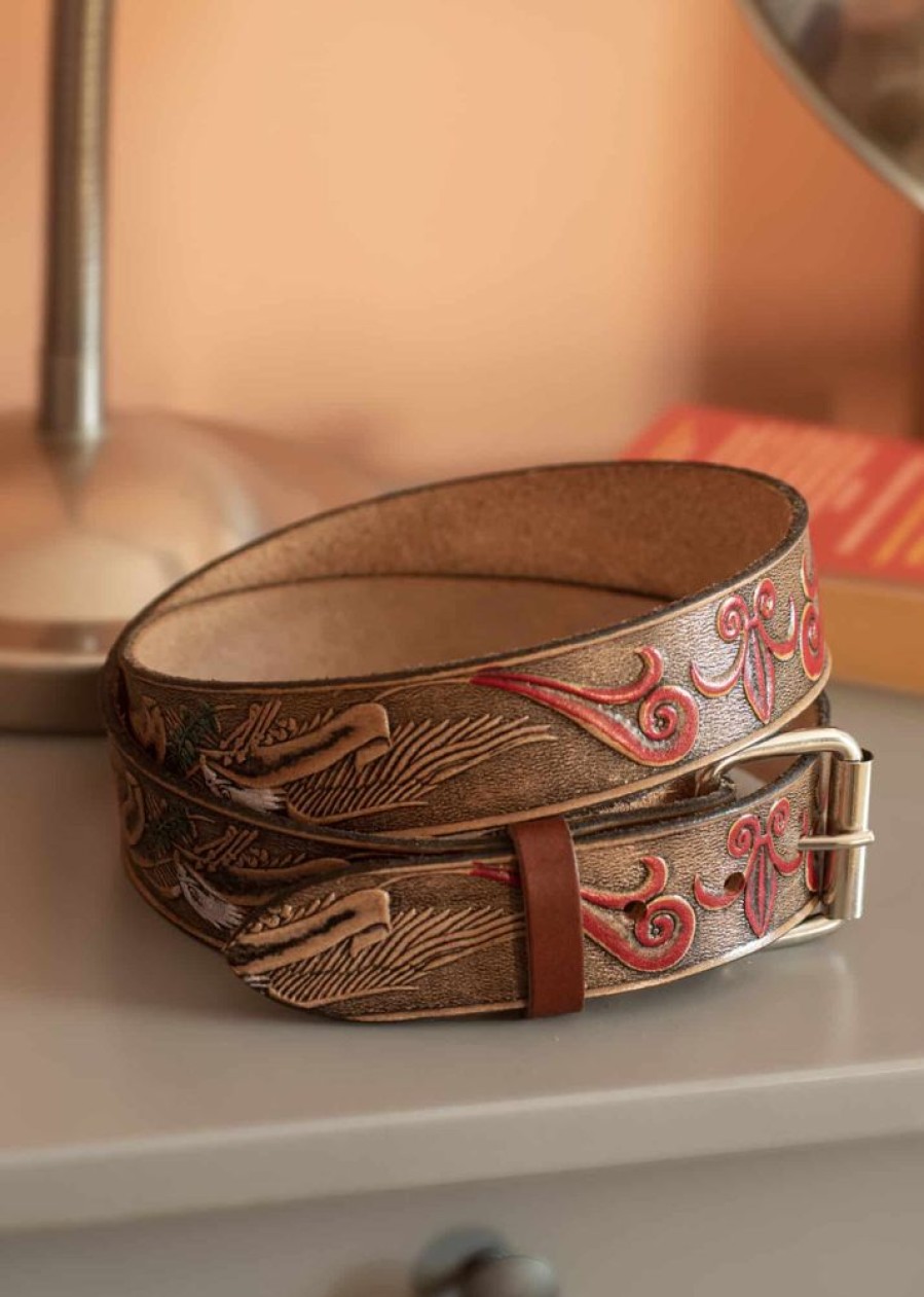 Arnicus Leather Leather Belts | Men'S American Style Embossed Eagle Belt