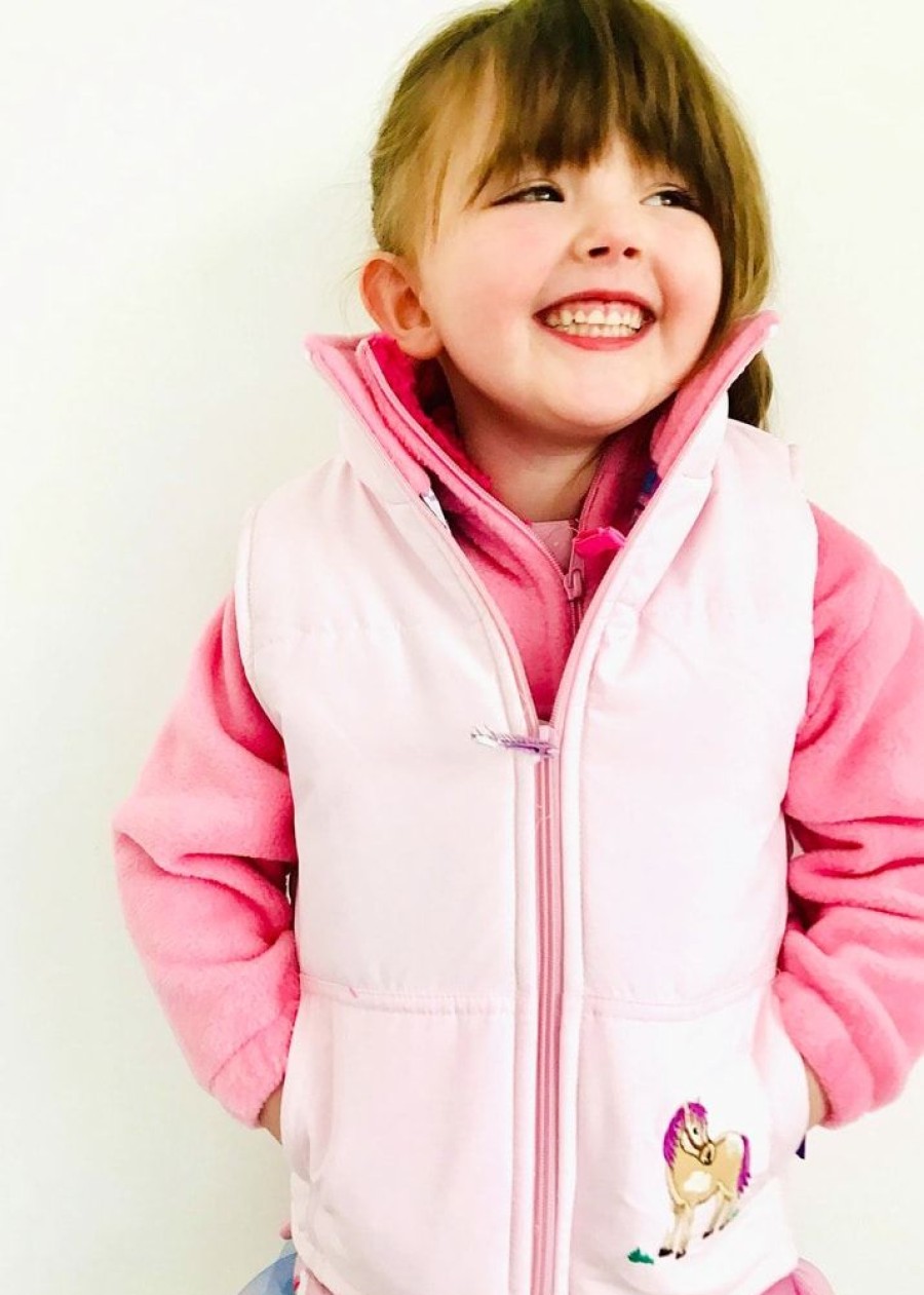 Lambland Kids Fleeces & Bodywarmers | Babies Light Pink Pony Embroidered Gilet