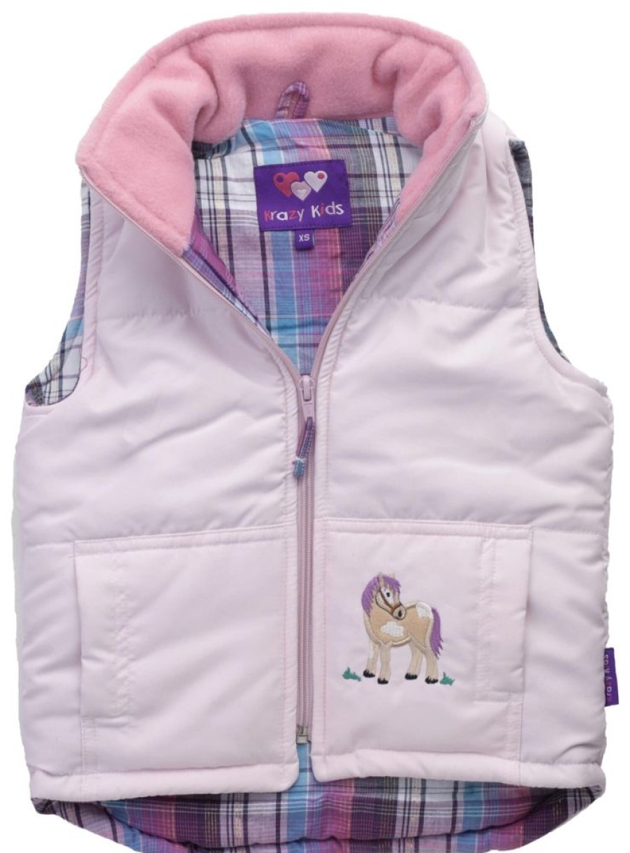 Lambland Kids Fleeces & Bodywarmers | Babies Light Pink Pony Embroidered Gilet