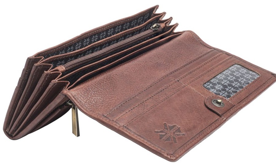 Charles Smith Purses | Large Brown Grained Leather Wallet