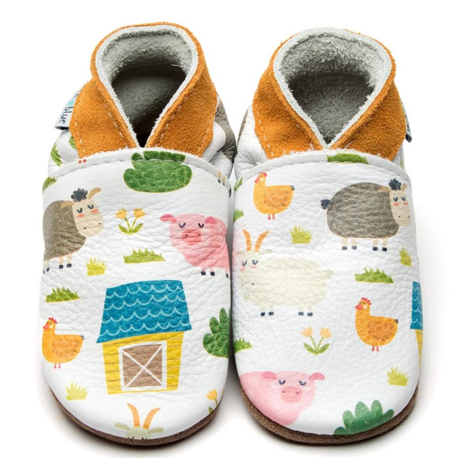 Inch Blue Baby Booties | Farmyard Leather Baby Shoes