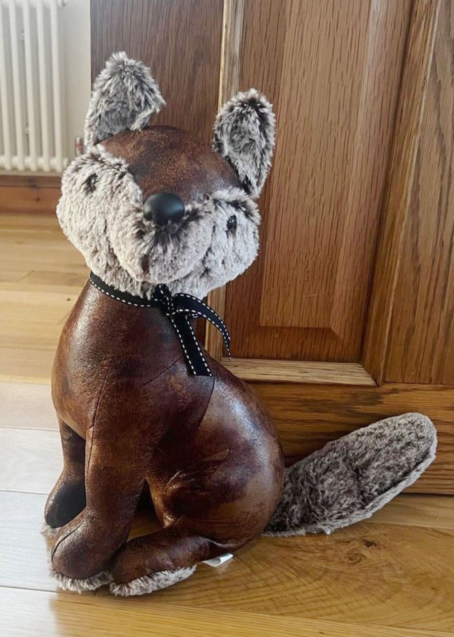 Lambland Doorstops & Draught Busters | Large Faux Suede And Fur Fox Doorstop