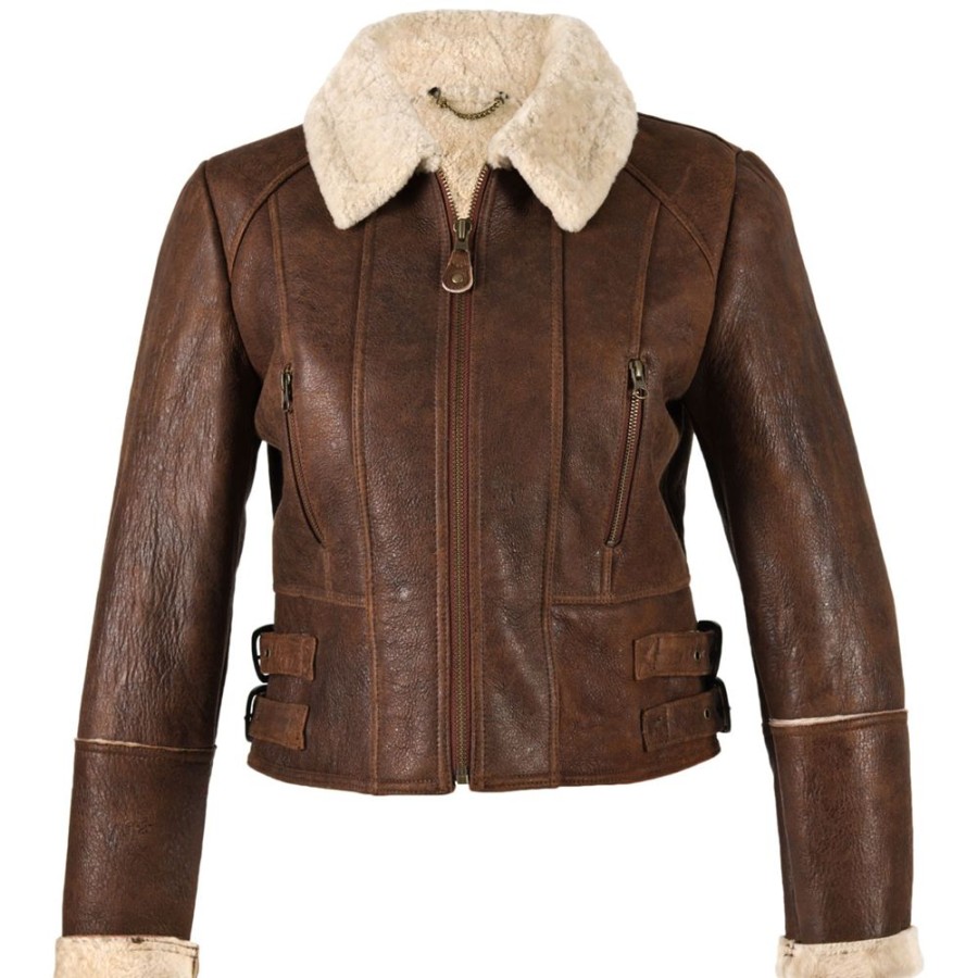 Lambland Coats, Jackets & Jumpers | Ladies Aviator Finished Sheepskin Lined Cropped Jacket