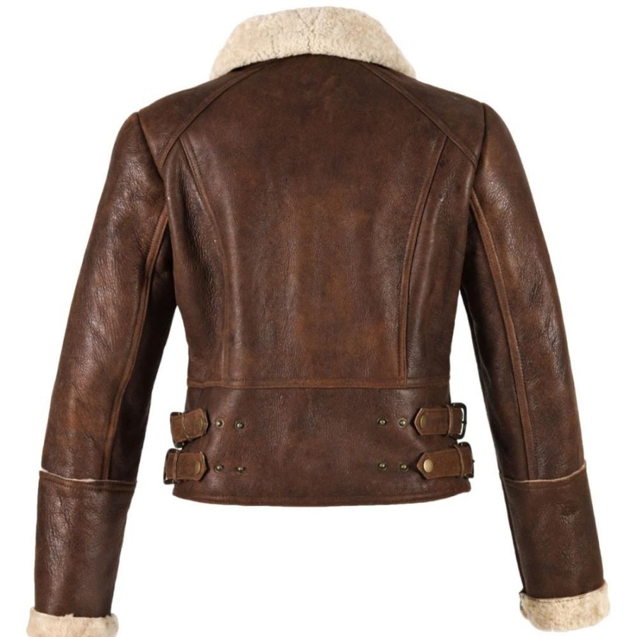 Lambland Coats, Jackets & Jumpers | Ladies Aviator Finished Sheepskin Lined Cropped Jacket