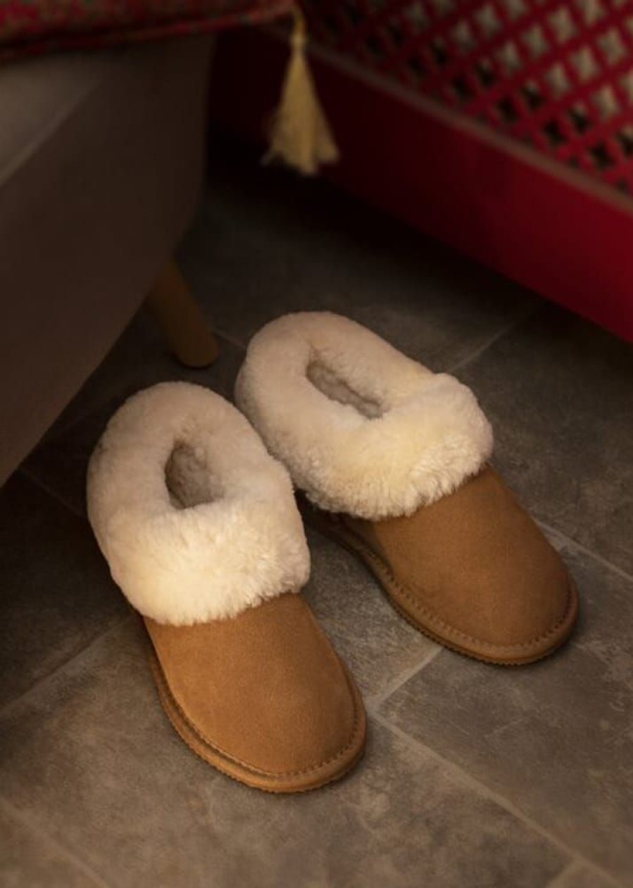 Lambland Ladies Sheepskin Slippers | Ladies Premium Sheepskin Hard Sole Bootie Slippers