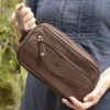 Rowallan of Scotland Toiletry Bags | Real Premium Leather Zipped Toiletry Bag