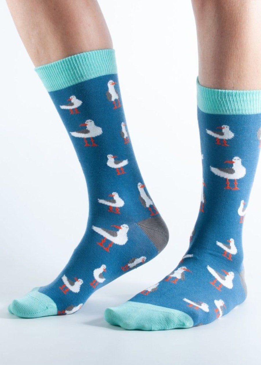 Doris & Dude Socks | Bamboo & Organic Cotton Blue Seagull Socks