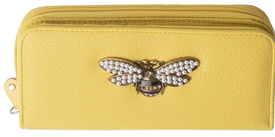 Lorenz Purses | Large Faux Leather Zip Round Coin Section And Bee Detail